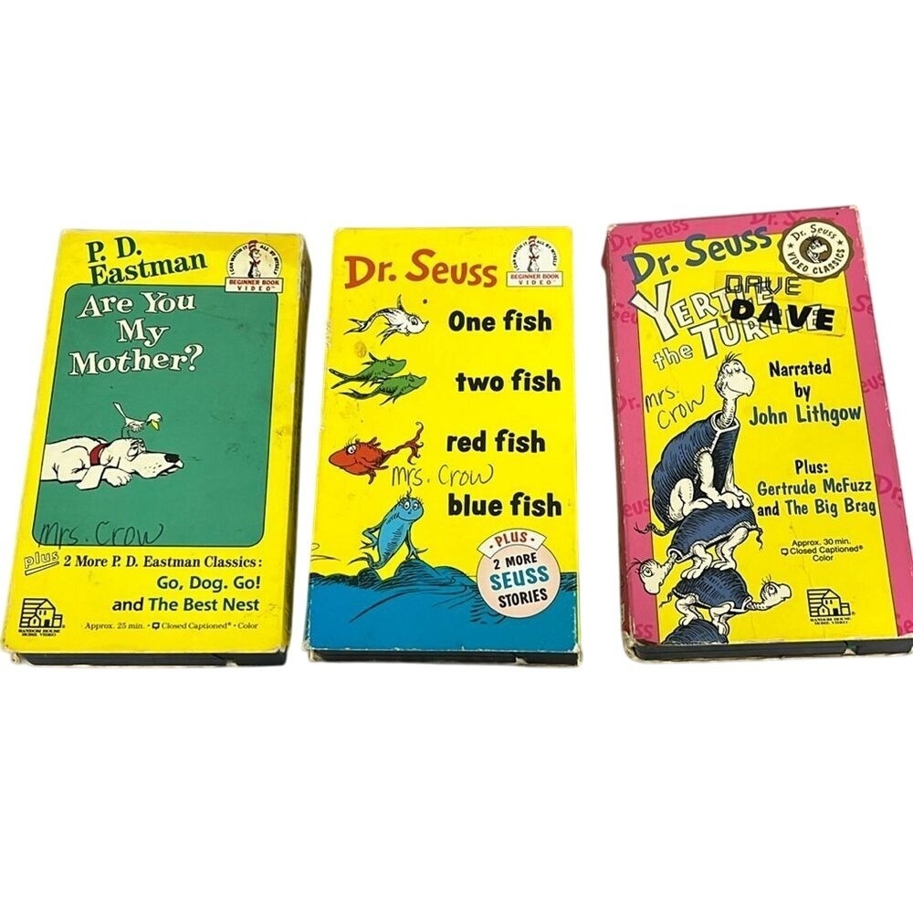 Dr Seuss VHS Bundle Are You My Mother, One Fish Two Fish, Yertle the Turtle
